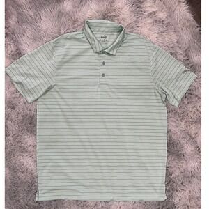 Puma men's light mint green polo w/ stripes,‎ golf polo, like new size XL